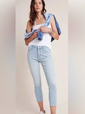MOTHER The Looker Crop Skinny Jeans Swimming Pool Sunday Blue Size 30